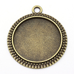 Supports de pendentif de cabochon plat rond de style tibétain en alliage, sans cadmium et sans plomb, bronze antique, Plateau: 20 mm, 29x25.5x2mm, Trou: 1.5mm, environ 313 pcs/1000 g