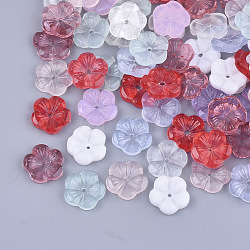 Harz perlen, gemischten Stil, Blume, Mischfarbe, 9.5x10x2 mm, Bohrung: 1 mm