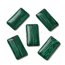 Ciondoli malachite sintetici, ciondoli rettangolari, 45.5x24.5x6.5mm, Foro: 1.8 mm