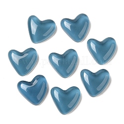 Cabochons en résine translucide, cœur, bleu acier, 24x25.5x8mm