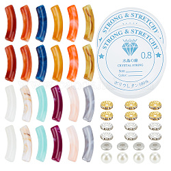 Kit per la creazione di braccialetti tubolari gomakerer fai da te, comprese perle distanziatrici in acrilico perlato imitato e strass, filo elastico, colore misto, 160pcs/scatola