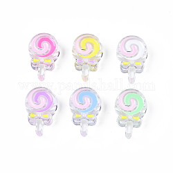 Transparent Acrylic Beads, with Enamel, Lollipop, Mixed Color, 28x18.5x10.5mm, Hole: 3mm