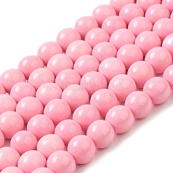Synthetik Meer weißer Jade Perlen Stränge, gefärbt, Runde, Perle rosa, 6~7 mm, Bohrung: 1 mm, ca. 65 Stk. / Strang, 16.3 Zoll