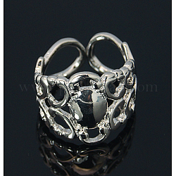 Anillo de filigrana de latón ajustable en blanco, componentes del anillo almohadilla, de color platino, diámetro interior: 17 mm, Bandeja: 8 mm