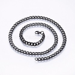 304 из нержавеющей стали Снаряженная цепи ожерелья, с карабин-лобстерами , металлический черный, 22 дюйм (56 см), 6.5x1.5 мм