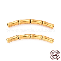 925 Sterling Silber Rohr Perlen, bambusförmig mit strukturiert, Antik Golden, 24x5x2.5 mm, Bohrung: 1.4 mm, ca. 20 Stk. / 10 g
