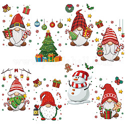 8 fogli 8 stili adesivi murali impermeabili in pvc natalizio, decalcomanie autoadesive, per la decorazione domestica di finestre o scale, rettangolo, modello di gnomo, 200x145mm, circa 1 fogli/stile