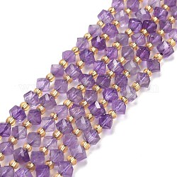 Natural Amethyst Beads Strands, with Seed Beads, Faceted, Diagonal Cube Beads, Grade A, 5~6x5~6x4~5mm, Hole: 1mm, about 49~55pcs/strand, 15.35''~15.75''(39~40cm)