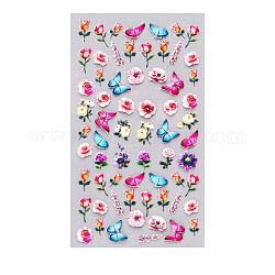 5D-Wasserzeichen-Slider-Gel-Nagelkunst, Schmetterlings- und Blumen-Nailart-Sticker-Aufkleber, für Nagelspitzen Dekorationen, Medium violett rot, 105x60 mm