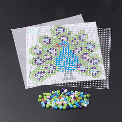 DIY Melty Beads Fuse Beads Sets: Fuse Beads, ABC Plastic Pegboards, Pattern Paper and Ironing Paper, Peacock Pattern, Square, Colorful, 14.7x14.7cm