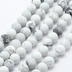 Natural Howlite Beads Strands, Frosted, Round, 10~10.5mm, Hole: 1mm, about 38pcs/strand, 15.7 inch(40cm)