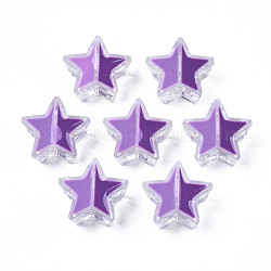 Abalorios de acrílico transparentes, con esmalte, estrella, púrpura, 19x20x9mm, agujero: 3 mm