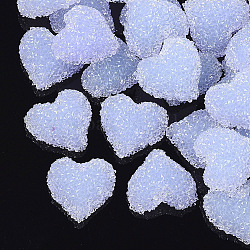 Cabochons en résine, avec strass de qualité cristal, cœur, bleu acier clair, 19.5x20x8mm
