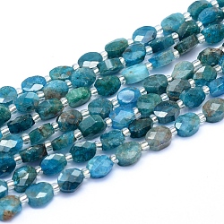 Chapelets de perles en apatite naturelle, facette, ovale, 7~7.5x6~6.5x3.5~4mm, Trou: 1mm, Environ 43 pcs/chapelet, 15.55 pouce (39.5 cm)