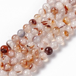 Natürliche Achat Perlen Stränge, Klasse ab, Runde, Sandy Brown, 8 mm, Bohrung: 1.2 mm, ca. 49 Stk. / Strang, 14.96 Zoll (38 cm)