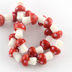 Brins de perles au chalumeau faites à la main sur le thème de l'automne, rouge, 16x12mm, Trou: 2mm, Environ 20 pcs/chapelet, 13.7 pouce