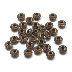 Perles de séparateur de style tibétain , bronze antique, sans plomb et sans nickel, 5x3mm, Trou: 1.5 mm