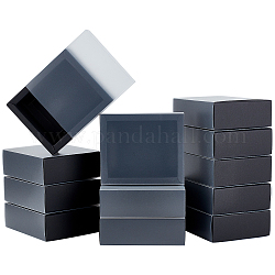 Cajas de cajón de regalo de almacenamiento de papel, caja de embalaje de regalo con cubierta de plástico translúcido, negro, 12.8x10.7x4.5 cm