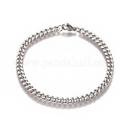 Men's Curb Chain, Twisted Chain Bracelets, Fashionable 304 Stainless Steel Bracelets, with Lobster Claw Clasps, Stainless Steel Color, 8-1/8 inch(20.7cm), 5mm
