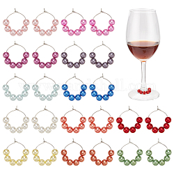 Nbeads 24 Stück Weinglasanhänger, Imitationsperlen-Weinanhänger mit Acrylperlen, Ringen, Tassenanhängern, Weinschmuckanhängern für Gläser, Becher, Weinprobe, Partygeschenk
