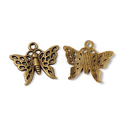 Antique Bronze Butterfly Tibetan Style Pendants, Cadmium Free & Nickel Free & Lead Free, 17x21x1.5mm, Hole: 2mm