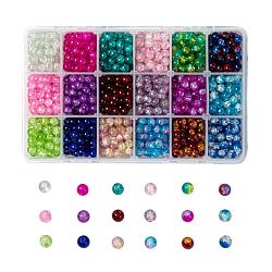 18 Farben sprühlackierte Glasperlen, Runde, Mischfarbe, 6 mm, Bohrung: 1.3~1.6 mm, über 70pcs / Farbe, 18 Farben, 1260 Stück / Karton