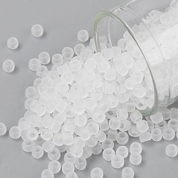 Cuentas de semillas redondas toho, Abalorios de la semilla japonés, (1f) cristal transparente helado, 8/0, 3mm, agujero: 1 mm, aproximamente 1110 unidades / 50 g