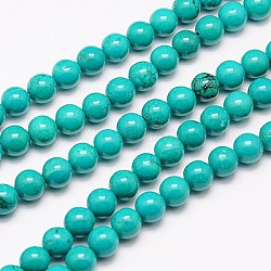 Natural Magnesite Beads Strand, Round, Dyed & Heated, Turquoise, 6mm, Hole: 1mm
