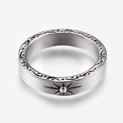 304 кольца из нержавеющей стали, солнце, античное серебро, Размер 10, 20 мм