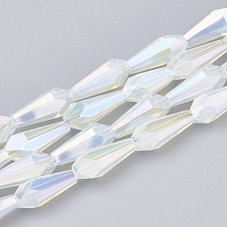Electroplate Glass Beads Strands, Imitation Jade Glass, Faceted, Vase, Clear, 14x6x6mm, Hole: 1.2mm, about 50pcs/strand, 27.1 inch