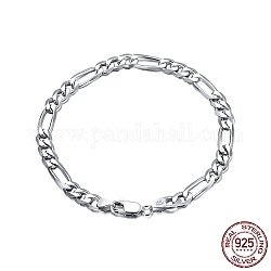 Браслет-цепочка из серебра 925 пробы с родиевым покрытием figaro, со штампом s925, платина, 7-7/8 дюйм (20 см)