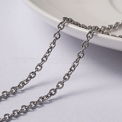 304 Stainless Steel Textured Cable Chains, Unwelded, with Spool, Oval, Stainless Steel Color, 3x2x0.6mm, about 32.8 Feet(10m)/roll
