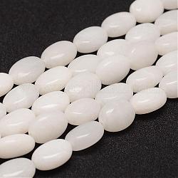 Fili di perline giada bianco naturale, ovale, 14x10x7mm, Foro: 1 mm, circa 28pcs/filo, 15.5 pollice