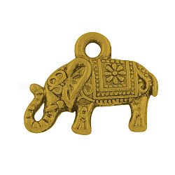 Pendentifs d'éléphant en alliage de style tibétain, Sans cadmium & sans nickel & sans plomb, Or antique, 13x17x3.5mm, Trou: 2mm, environ 695 pcs/1000 g