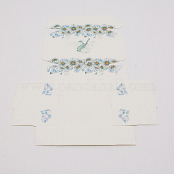 Cajas de regalo de papel de patrón de flores, cajas plegables, para la plaza de la joyería, azul claro, 7.5x7.5x3 cm