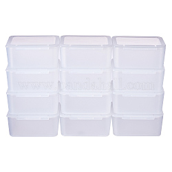BENECREAT 12 PACK Square Frosted Clear Plastic Bead Storage Containers Box Case with Lids for Small Items, Pills, Herbs, Tiny Bead, Jewerlry Findings - 2.56 x 2.56 x 1.18 (6.5 x 6.5 x 3cm)