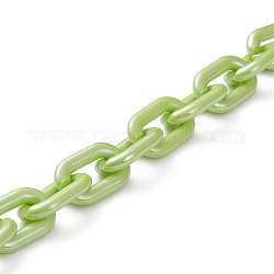 Непрозрачные акриловые кабельные цепи ручной работы, для изготовления цепочек для сумочек, зеленый желтый, Коннекторы : 31x19x5 мм, 39.37 дюйм (1 м) на прядь