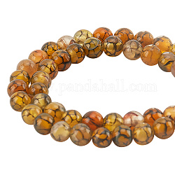 ARRICRAFT 2 Strands Natural Dragon Veins Agate Beads Strands, Dyed, Round, Olive Color, 6mm, Hole: 1mm, about 64pcs/strand, 15.5''(39.37)