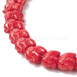 Chapelets de perles en corail synthétique, teinte, éléphant, rouge foncé, 11.5x9x7mm, Trou: 1mm, Environ 25 pcs/chapelet, 9 pouce