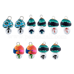 SUPERFINDINGS 10Pcs 5 Colors Alovely Mushroom Pendant Charms Polymer Clay Jewelry Finding Charm Lampwork Glass Charms with Mushroom Inside for Keychains DIY Crafts Making