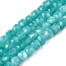 Chapelets de perles de quartz naturel, teinte, facette, cube, turquoise foncé, 5.5x6x6mm, Trou: 1mm, Environ 61~62 pcs/chapelet, 12.99 pouce ~ 13.19 pouces (33 cm ~ 33.5 cm)