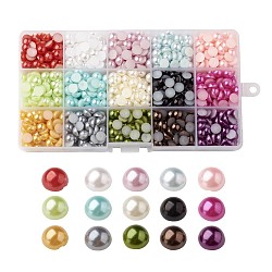 Cabochons en plastique abs, perle d'imitation, demi-rond, couleur mixte, 8x3.7mm