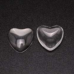 Transparent Glass Heart Cabochons, Clear, 24.5x24x5.5mm