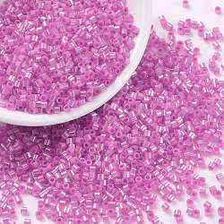 Perlas de semillas cilíndricas, Ceilán, agujero redondo, tamaño uniforme, de color rosa oscuro, 2x1.5mm, agujero: 0.8 mm, aproximamente 888 unidades / 10 g