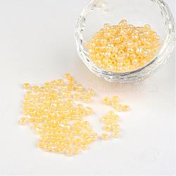 Perles de bricolage 6/0 ceyl rocailles rondes en verre, champagne jaune, taille: environ 4mm de diamètre, Trou: 1.5 mm, environ 495 pcs/50 g