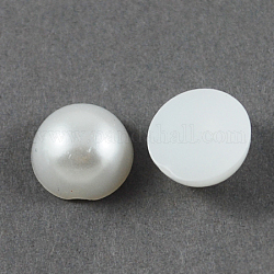 Абс пластмассовые имитационные жемчужные кабошоны, полукруглый, белые, 14x7 мм