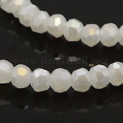 AB Color Plated Imitation Jade Glass Faceted(32 Facets) Round Beads Strands, White, 3mm, Hole: 1mm, 100pcs/strand, 11.5 inch