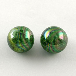 Couleur ab crépitement transparente acrylique perles rondes, verte, 20mm, Trou: 2.5mm, environ 108 pcs/500 g
