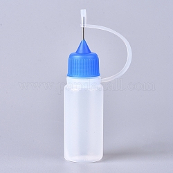 Flaconi con punta per applicatore ad ago in polietilene (pe)., bottiglia di colla vuota traslucida, con perni in acciaio, blu, 7.7x2cm, capacità: 10 ml (0.34 fl. oz)
