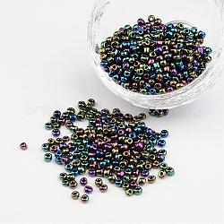 8/0 seme di vetro rotondo con gocce di iride elettrolitico, colorato, 3mm, Foro: 1 mm, circa 1101pcs/50g